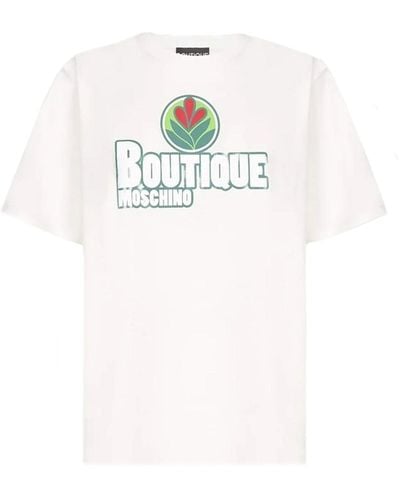 Boutique Moschino Maglietta in cotone con logo - Bianco