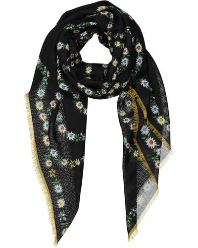 Givenchy Elegante sciarpa in cashmere e seta con stampa floreale - Nero