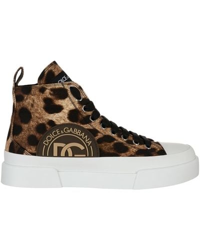 Dolce & Gabbana Leopard Print Logo Sneakers - Braun