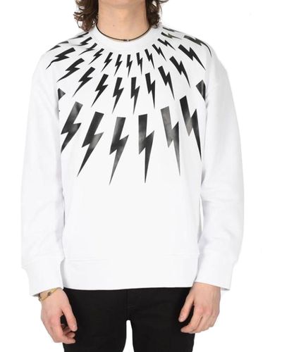 Neil Barrett Sweatshirt mit Blitzdruck - Weiß