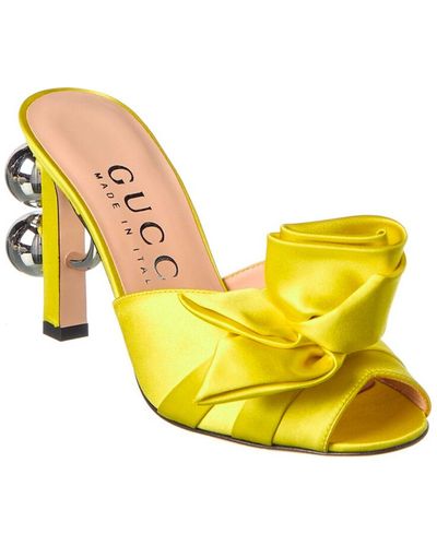 Gucci Shawana verschönerte Satin-Mules - Gelb