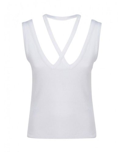 MM6 by Maison Martin Margiela Top in cotone a coste - Bianco