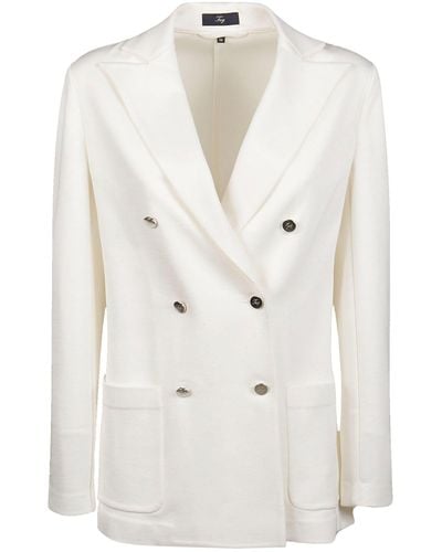 Fay Double-Breasted Blazer - Bianco