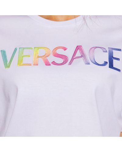 Versace T-Shirt mit Logo aus Baumwolle - Weiß