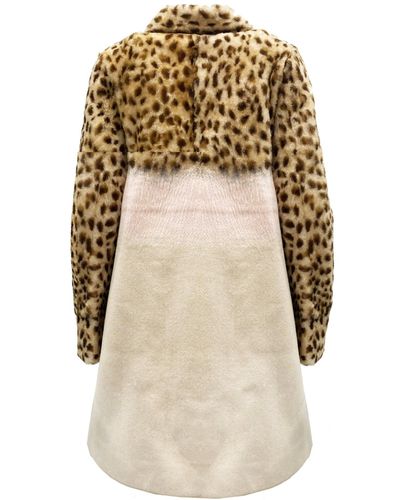 DROMe Leopard Ärmel Shearling Mantel - Natur