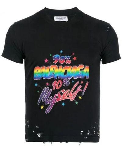 Balenciaga T-Shirt Maxi Stampa "90/10" - Nero