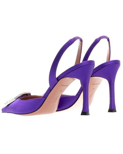 AMINA MUADDI Camelia Satin Slingback Pumps - Lila