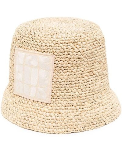 Jacquemus Ficiu Embroidered Raffia Bucket Hat - Natural