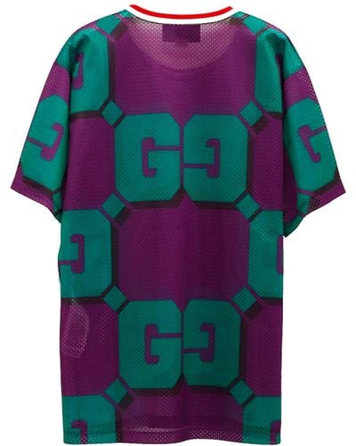 Gucci T-Shirt Aus Netzgewebe Mit GG Print - Mehrfarbig