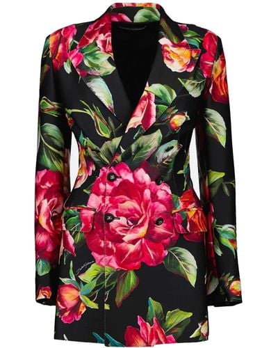 Dolce & Gabbana Flower Print Blazer - Red