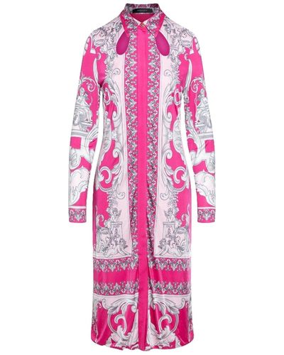 Versace Vestito midi con stampa barocca - Rosa