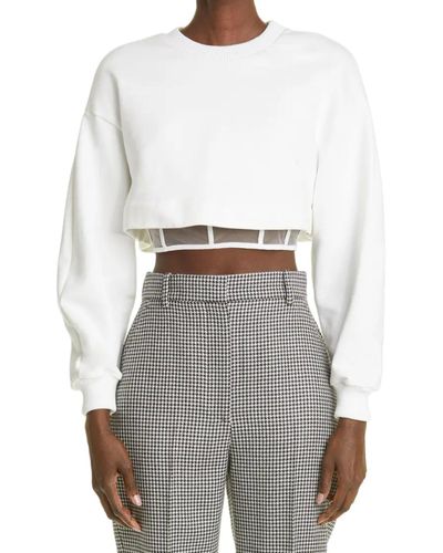 Alexander McQueen Sweatshirt mit abgeschnittenem Korsett - Weiß