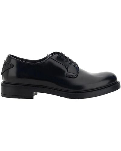 Prada Lace-up Leather Derbies - Black