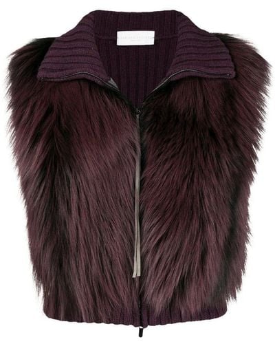 Fabiana Filippi Fox Fur Knitted Vest Jacket - Brown