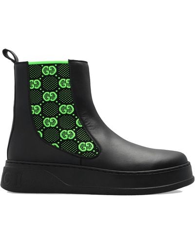 Gucci Gg Leather Boots - Green