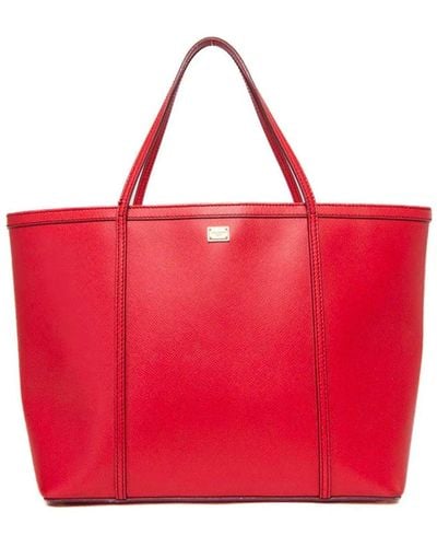 Dolce & Gabbana Leather Tote Bag - Red