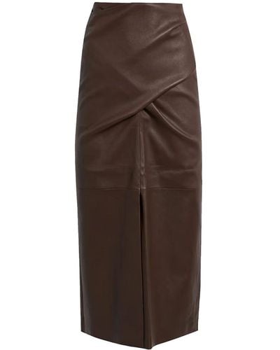 Brunello Cucinelli Leather Skirt - Brown