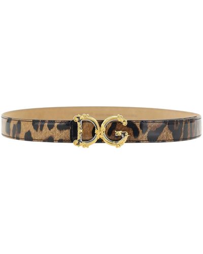 Dolce & Gabbana Cintura in pelle con logo e stampa leopardo - Neutro