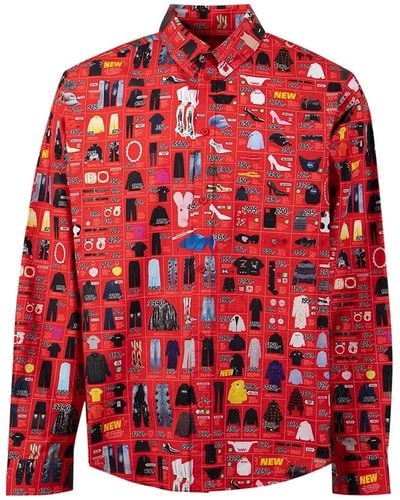Balenciaga Camicia stampata - Rosso