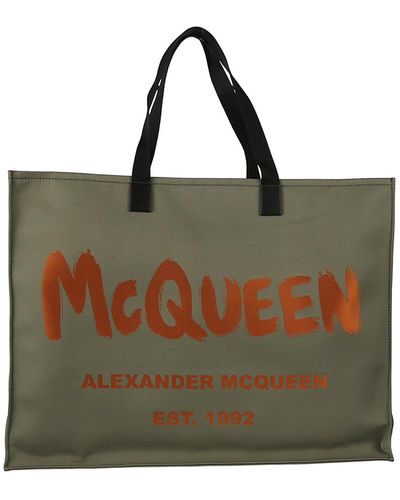 Alexander McQueen Borsa tote con logo - Verde