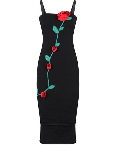 Dolce & Gabbana Rose applique midi dress - Nero