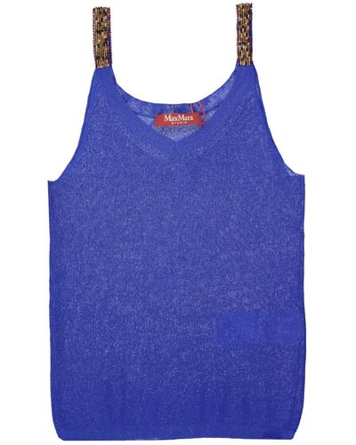 Max Mara Studio Top in cotone lavorato a maglia - Blu