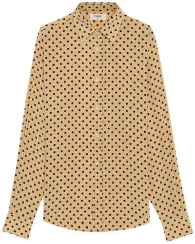 Celine Camicia in seta a pois - Neutro