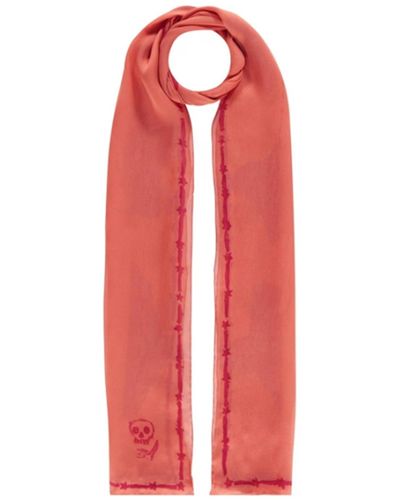 Givenchy Sciarpa di seta con dettaglio logo - Rosso