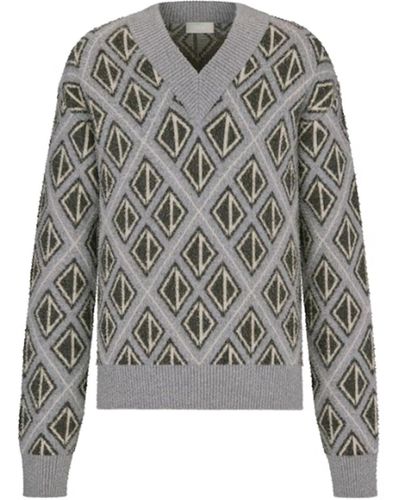 Dior Maglione in lana con motivo a diamante CD - Grigio