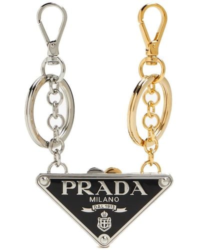 Prada Set Of Two Logo Keyrings - Metallic
