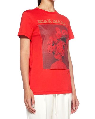 Max Mara T-Shirt aus bedruckter Baumwolle - Rot