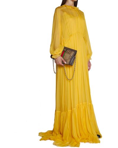 Gucci Langes Kleid aus -Seide - Gelb
