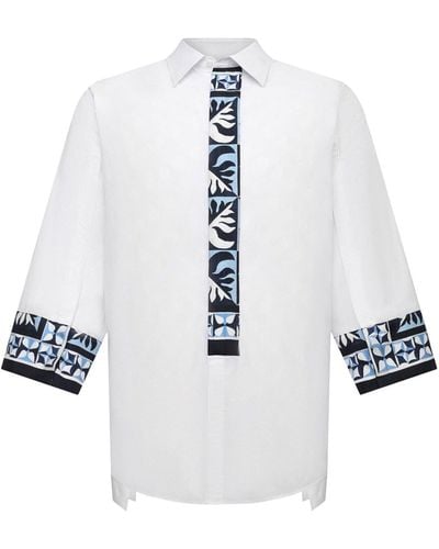 Dolce & Gabbana Stilosa camicia bianca in cotone jacquard - Bianco