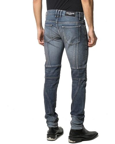Balmain Gerippte Denim-Jeans mit schmaler Passform - Blau