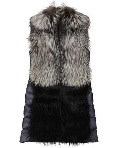 Add Fox Fur Ped Vest Jacket - Black