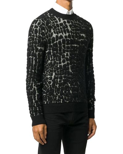 Saint Laurent Pullover aus Wolle mit Mosaik-Effekt - Schwarz