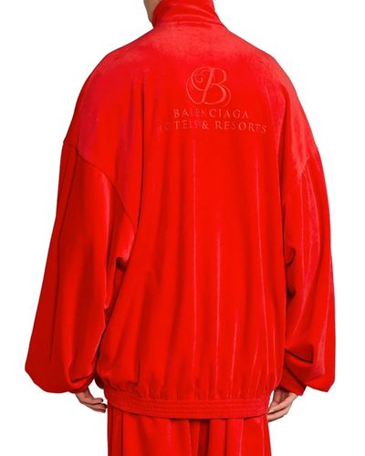 Balenciaga Sweatshirt mit Samteffekt - Rot