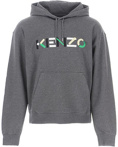 KENZO Logo Hooded Sweatshirt - Gray