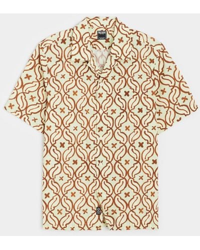Todd Synder X Champion Tile Short Sleeve Camp Collar Shirt - Brown