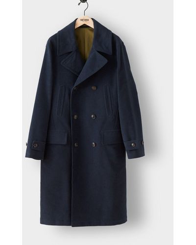 Todd Synder X Champion Double Breasted Moleskin Greatcoat - Blue