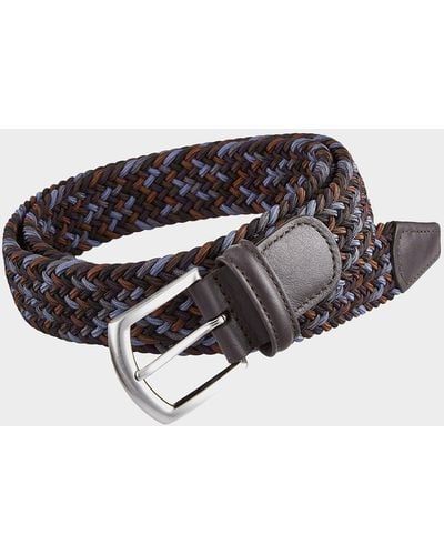 Anderson's Stretch Woven Belt In Navy Mix - Blue