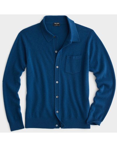 Todd Synder X Champion Cashmere Long-sleeve Jumper Polo - Blue
