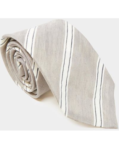 Todd Synder X Champion Vintage Stripe Tie In Taupe - White