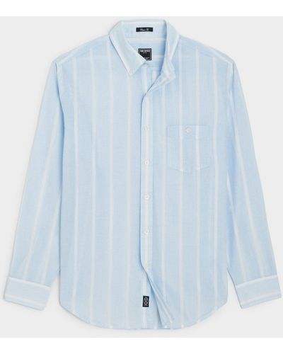 Todd Synder X Champion Classic Fit Summerweight Favorite Shirt In Sky Awning Stripe - Blue