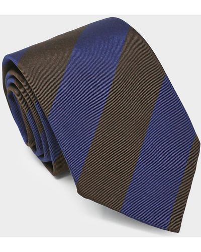 Todd Synder X Champion Navy Olive Block Stripe Tie - Blue