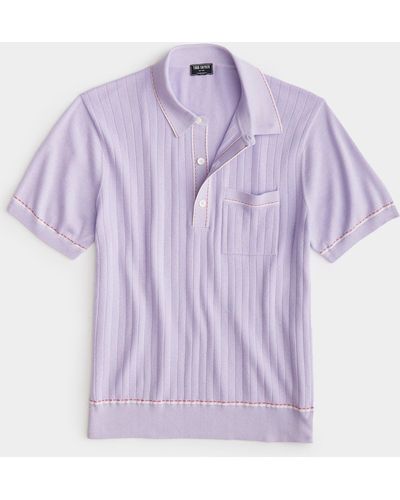Todd Synder X Champion Italian Cotton Silk Tipped Riviera Sweater Polo - Purple