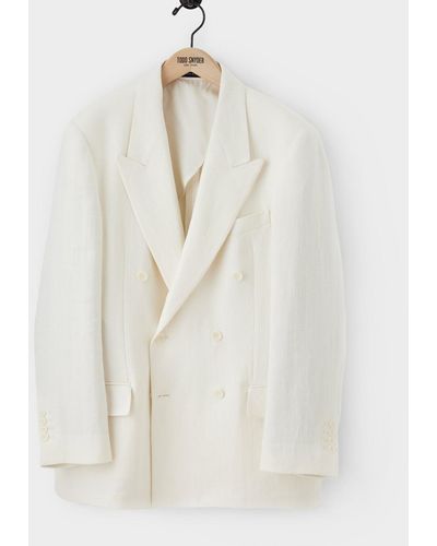Todd Synder X Champion White Herringbone Double-breasted Wythe Sport Coat
