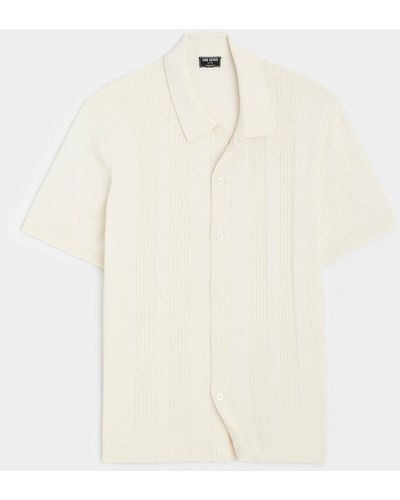 Todd Synder X Champion Silk Cotton Ribbed Full Placket Polo - White