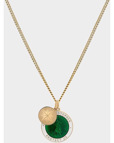Miansai Saint Christopher Surf Necklace In Green/gold - White
