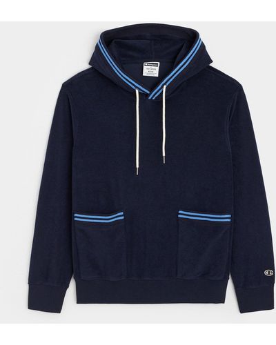 Todd Synder X Champion Tipped Terry Popover Hoodie - Blue